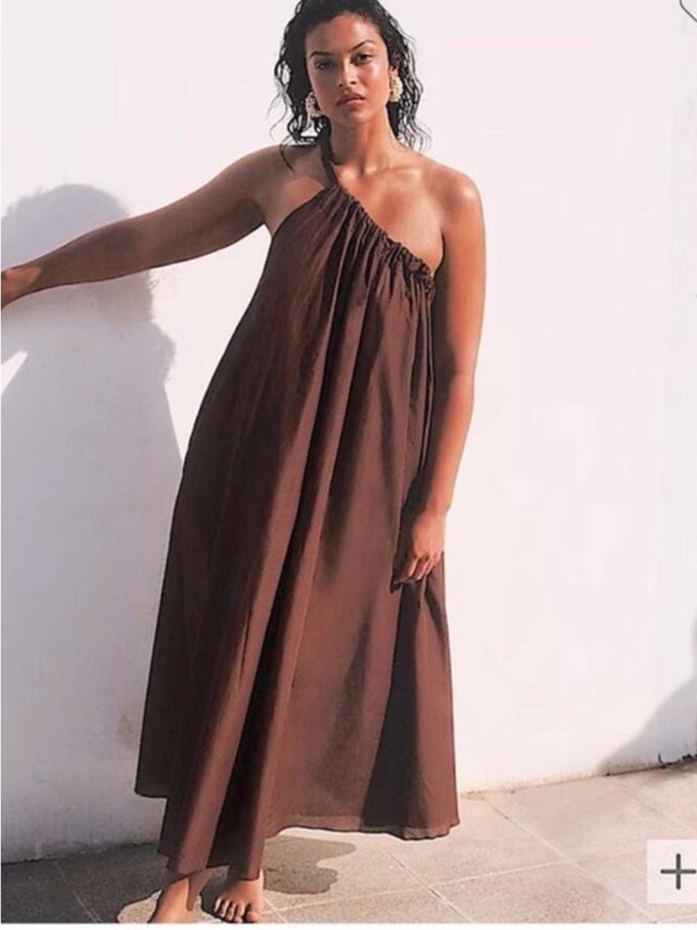 J. Crew One-Shoulder Maxi Dress in Brown